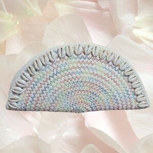 Cowrie Shell Woven Rainbow Zig Zag Bali inspired Clutch